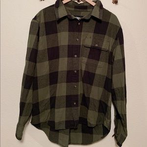 Black & Green Flannel Button zip